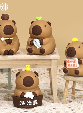 新品卡皮巴拉摆件可爱呆萌小摆件 办公室桌面摆件滴胶不怕摔玩具