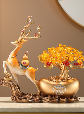 开业鹿摆件树脂招财中式