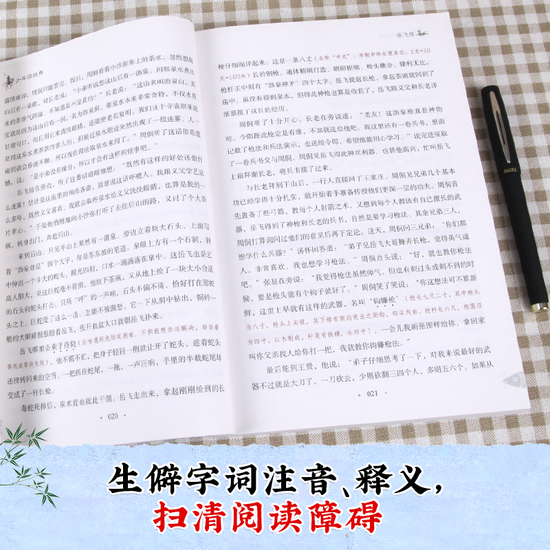 岳飞传青少版原著 少年读经典正版白话文国学经典书籍 中小学生8-10-12岁三四五六年级儿童课外书必读青少年文学名著小说 卓创图书