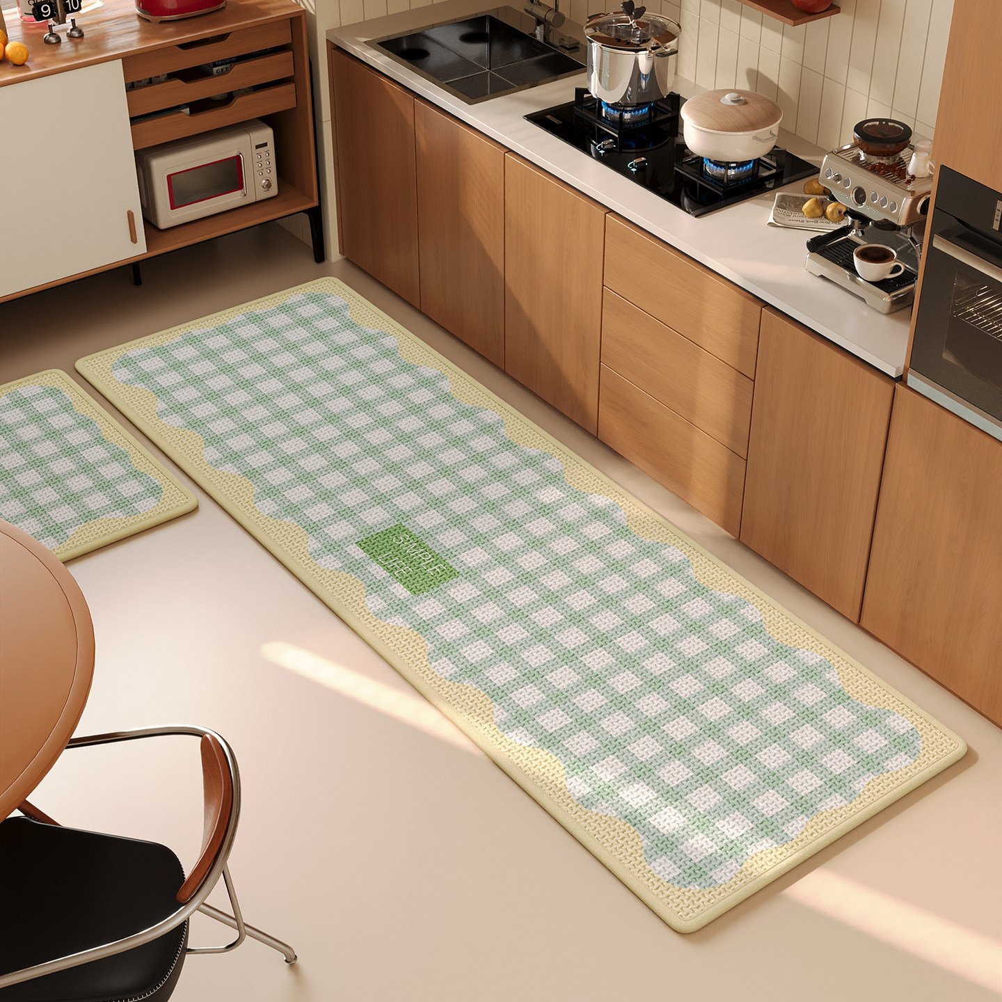 Kitchen special floor mats, household no-wash, water-absorbent, quick-drying floor mats, imitation woven linen, non-slip, dirt-resistant and wear-resistant carpets
