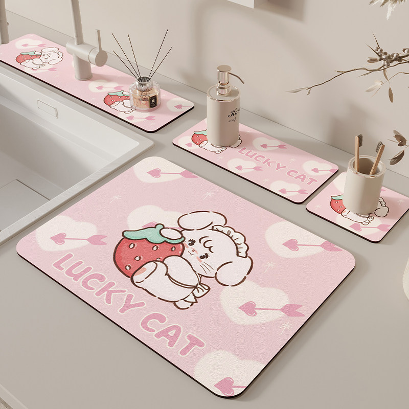 硅藻泥卫生间洗手台免洗可擦洗漱台台面垫厨房水龙头沥水垫吸水垫,淘宝优惠券,粉丝福利购,淘宝优惠卷