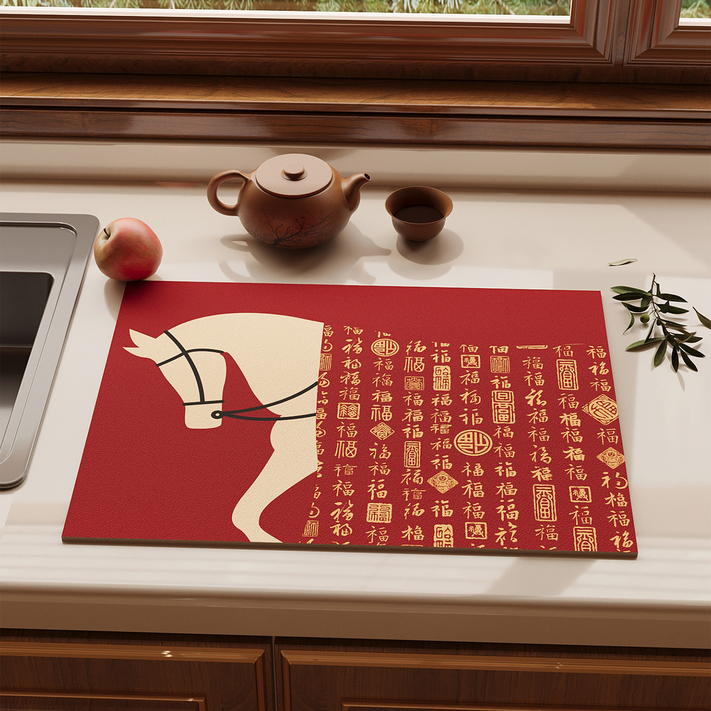 碗盘杯免洗可擦保护垫厨具隔热垫红色厨房沥水台面垫硅藻泥吸水垫,淘宝优惠券,粉丝福利购,淘宝优惠卷