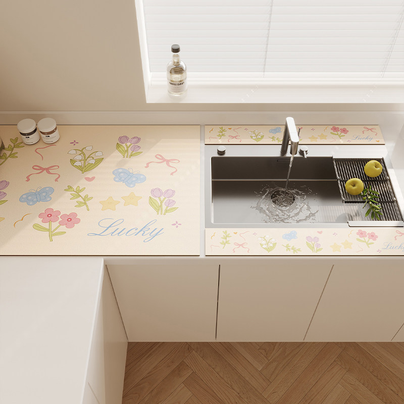 水龙头吸水垫硅藻泥挡水条台面浴室杯垫厨房长条窄边卫生间沥水垫,淘宝优惠券,粉丝福利购,淘宝优惠卷