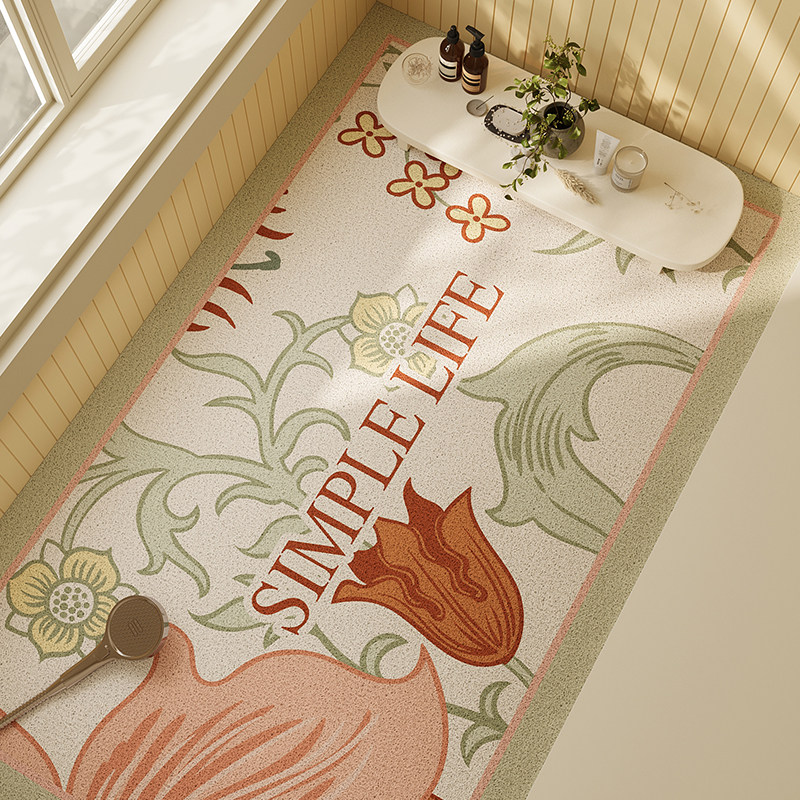 丝圈浴室防滑垫满铺复古风镂空PVC沥水脚垫淋浴房防水卫生间地垫,淘宝优惠券,粉丝福利购,淘宝优惠卷