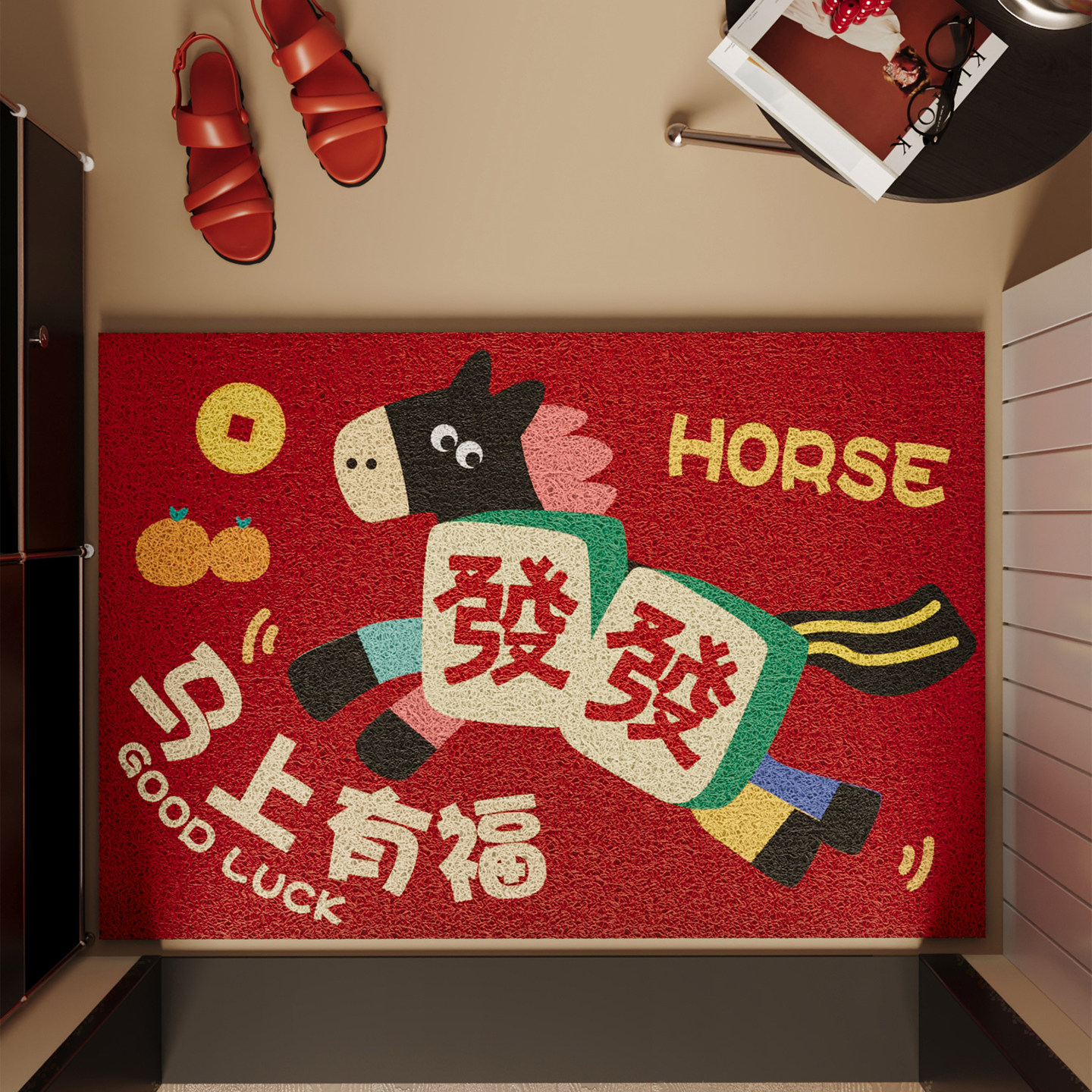 红色丝圈入户门地垫玄关大门进门脚垫耐磨除尘免洗耐脏可裁剪地毯,淘宝优惠券,粉丝福利购,淘宝优惠卷