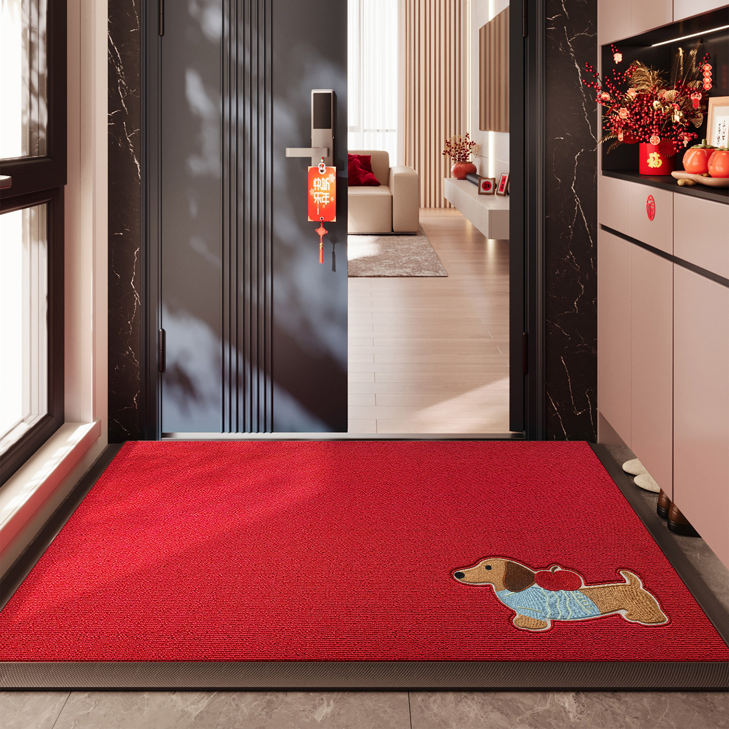 红色入户门垫卡通刺绣玄关大门口进门脚垫防滑地垫除尘门毯门外垫,淘宝优惠券,粉丝福利购,淘宝优惠卷