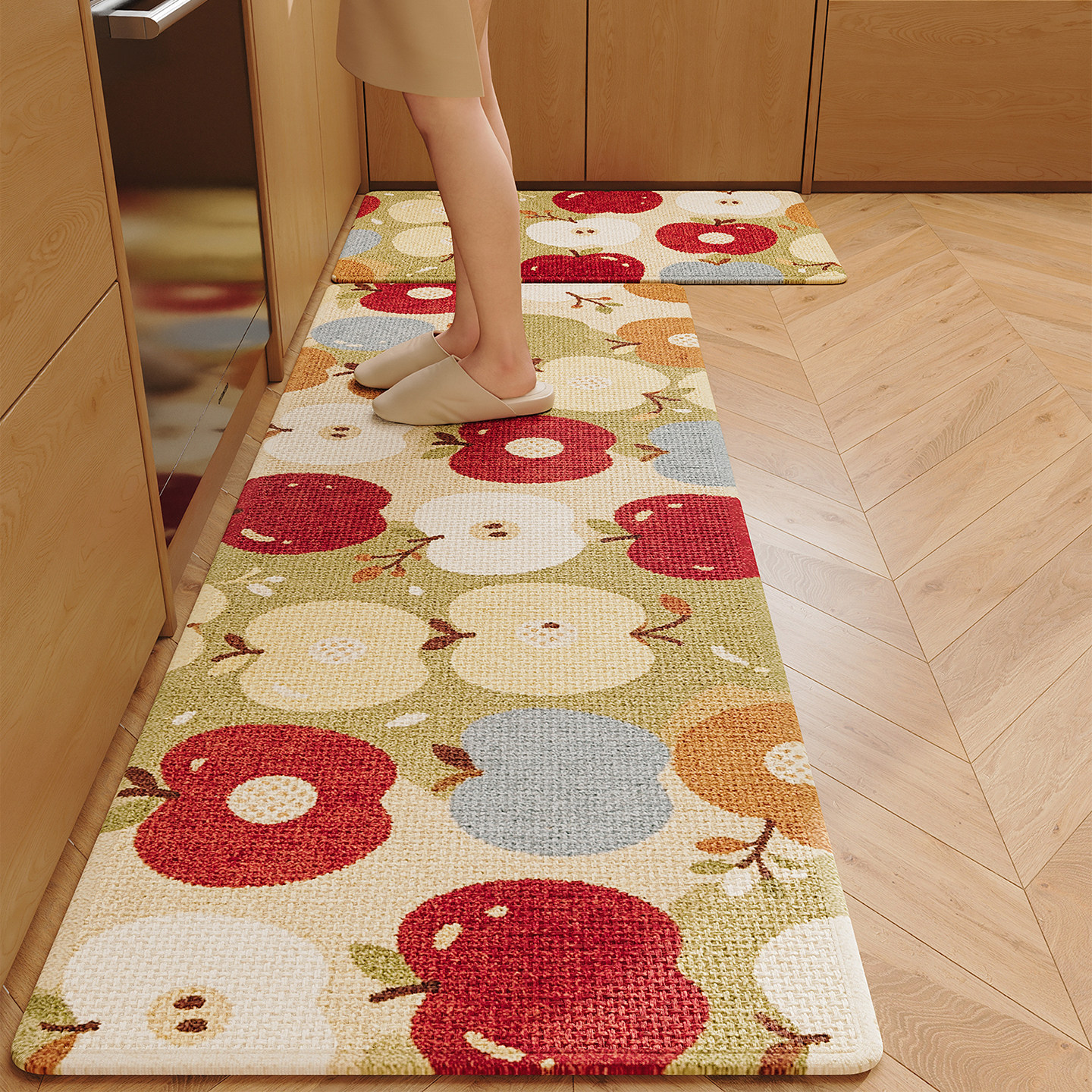 Special kitchen floor mats are stain-resistant and wear-resistant, water-absorbent and quick-drying, imitation linen woven non-slip floor mats, thick and wear-resistant