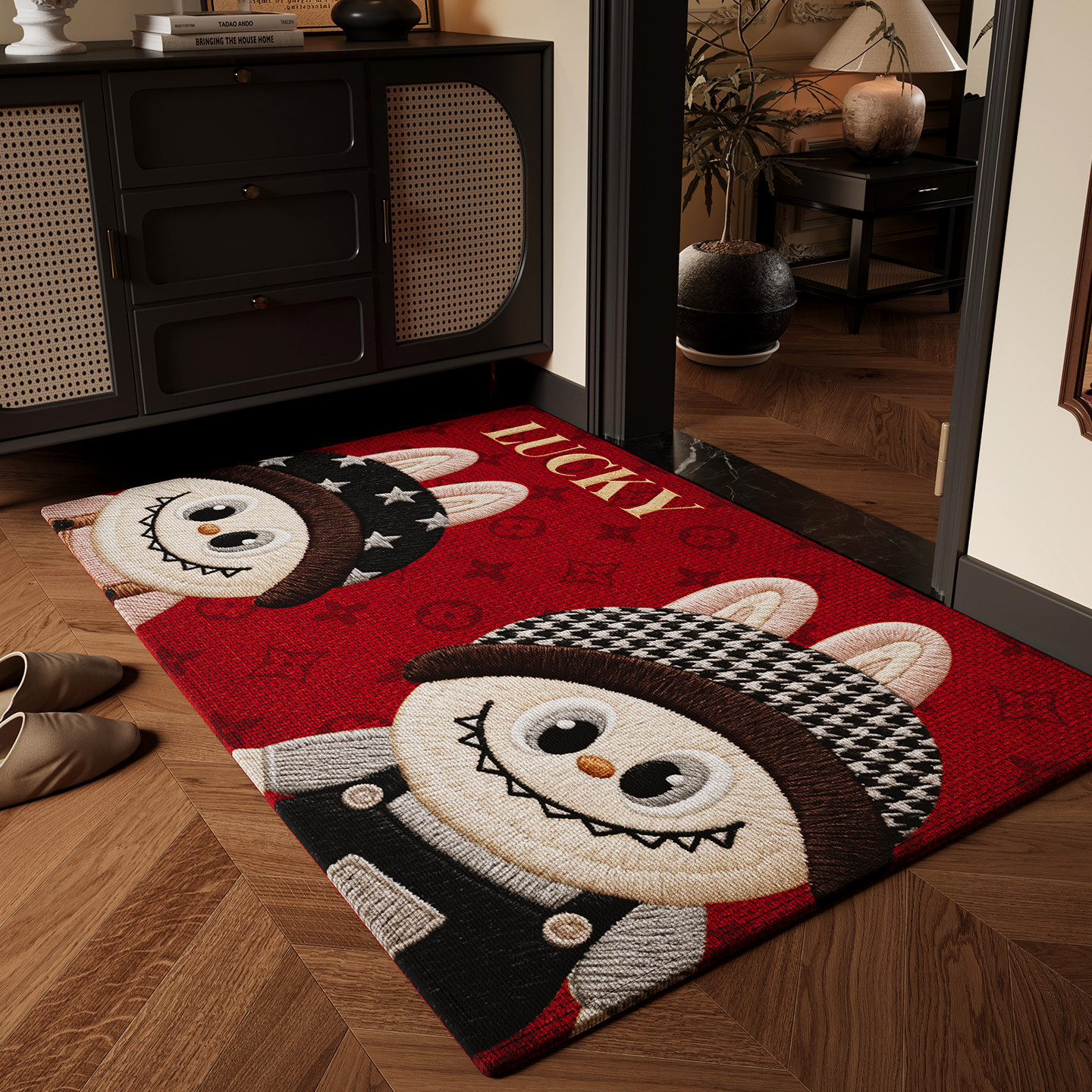 入户门地垫仿刺绣红色2026新款卡通喜庆进门脚垫防滑除尘玄关地毯,淘宝优惠券,粉丝福利购,淘宝优惠卷