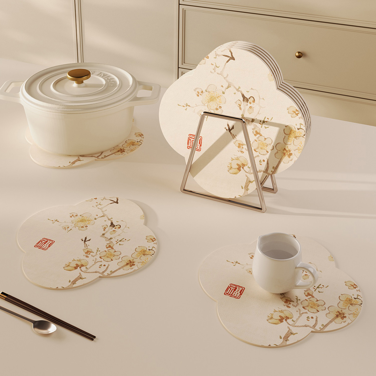 硅藻泥新中式杯垫异形吸水餐垫防烫耐高温沥水垫碗盘垫桌面保护垫,淘宝优惠券,粉丝福利购,淘宝优惠卷