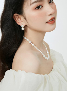 MORI DORI气质大小间隔设计感珍珠项链ins时髦复古叠戴锁骨链女