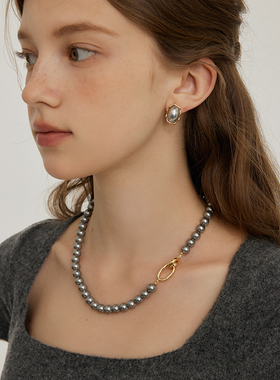 LOVEIXCC宠粉回馈轻奢高级感灰色施家珍珠项链银金撞色锁骨真多麻