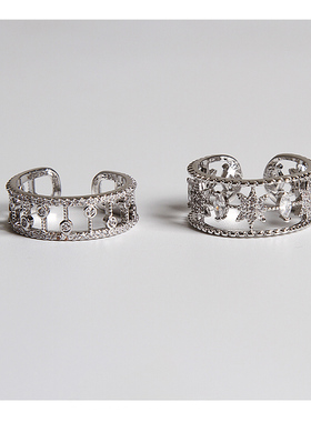 LOVEIXCC情侣复古高级感轻奢镂空锆石星星开口戒小众设计感戒指