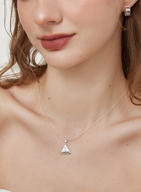 LOVEIXCC可爱爱心刻字几何项链冷淡风三角形吊坠叠戴锁骨链ins