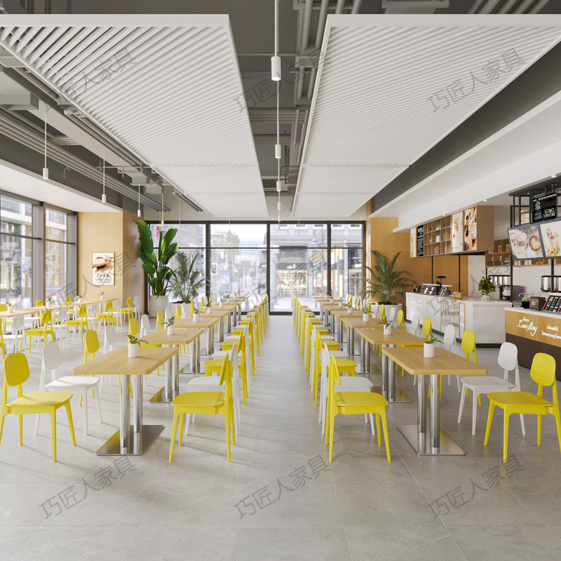 食堂餐桌椅员工饭堂快餐店商用餐饮小吃米粉店面馆湘菜馆桌椅组合,淘宝优惠券,粉丝福利购,淘宝优惠卷