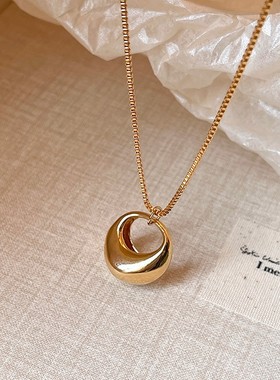 金色圆环水滴长款吊坠项链毛衣链