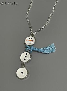 x【红薯推荐】雪人纽扣项链女秋冬毛衣配饰高级感轻奢小众2025新