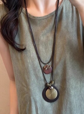 新中式禅意长款羽毛项链配饰国风