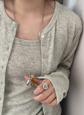 天然石葡萄串项链水滴吊坠高级感