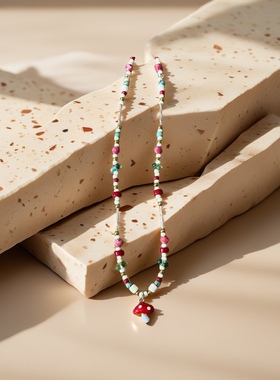 爱心米珠项链串珠锁骨链女信鸽链