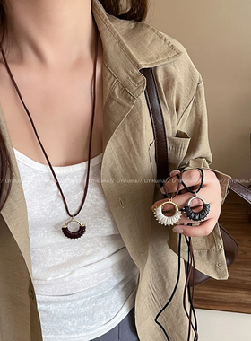 小众设计感圆形吊坠项链女