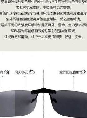 变色墨镜夹片偏光太阳镜夹片日夜驾驶镜可开车专用偏光镜夹片墨镜