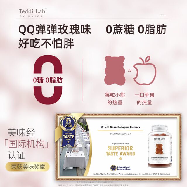 Australian Unichi Rose Collagen Whitening and Brightening with Rosehip Antioxidant Gummy Bears 60 ແຄບຊູນ