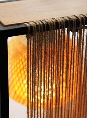 新品铁艺麻绳台灯 家居装饰台灯工艺品 竹编铁艺台灯卧室灯