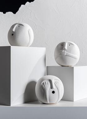 简约时尚非礼趣味三宝客厅桌面样板间家居儿童房书房软装饰品摆件