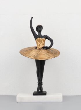 欧式创意金属芭蕾舞者摆件样板房电视柜卧室书房客厅桌面玄关饰品