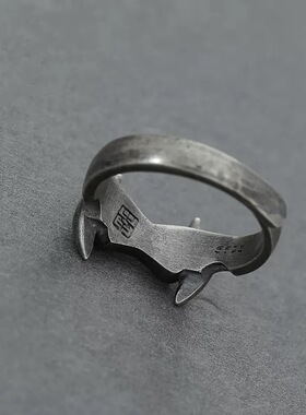 复古野兽牙齿开口戒指男女中性高级感配饰朋克风嘻哈潮流指环配饰