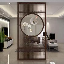 Wood Carved Solid Wood Grille Hollowed-out Decoration Partition Flower Lattice Chinese Carved Flower Board Genguan Screen Background Wall Round Yarn Painting