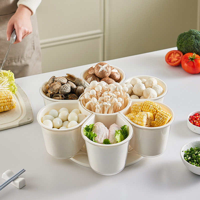 火锅配菜盘家用可旋转蔬菜篮置物架收纳筐厨房分格火锅食材拼盘,淘宝优惠券,粉丝福利购,淘宝优惠卷