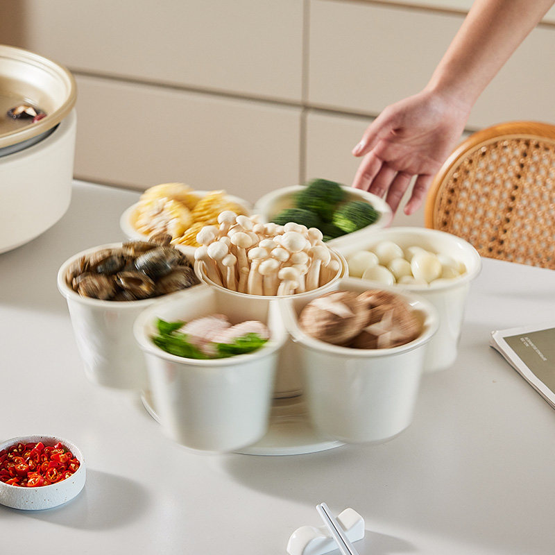 火锅配菜盘家用可旋转蔬菜篮置物架收纳筐厨房分格火锅食材拼盘,淘宝优惠券,粉丝福利购,淘宝优惠卷