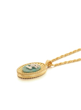 ITONOHANA复古椭圆吊坠项链