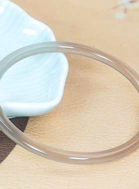 天然玛瑙时尚百搭冰透烟紫色细条手镯