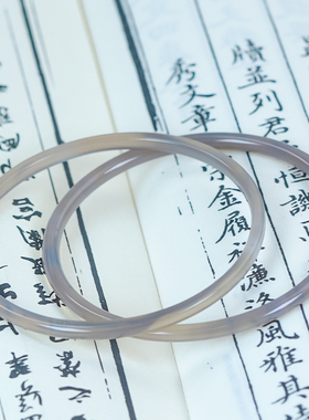 送孩子天然玛瑙时尚简约冰透细条手镯叮当镯一对