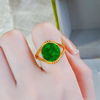 925 silver set with natural spicy green jade living ring