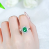 Valentine's Day gift, natural Burmese jade a, fully stocked, green cabochon ring, silver inlay, fashionable hollow, luxurious inlay, versatile