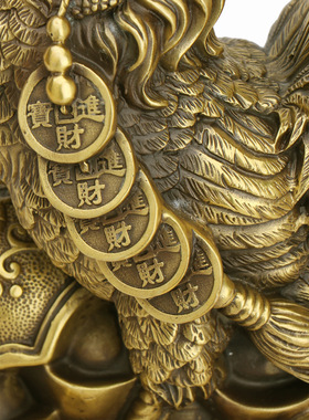 黄铜鸡摆件金鸡大公鸡十二生肖铜钱元宝鸡家居客厅工艺品桌面装饰