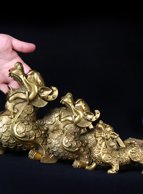 纯铜新款如意貔貅摆件一对四脚
