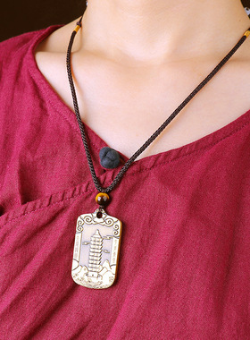 道家纯铜九层文昌塔吊坠挂件铜牌