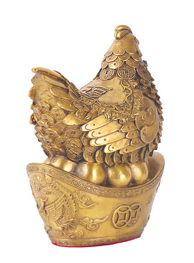 铜元宝金鸡 铜母鸡元宝福鸡生财有道母鸡下蛋元宝母鸡装饰摆件