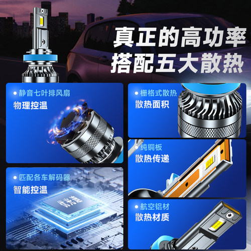 优光迪LED汽车激光大灯h1灯泡h7超亮h4远近一体9005改装车灯强光 - 图3