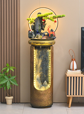 乘功假山流水生财摆件水幕景观