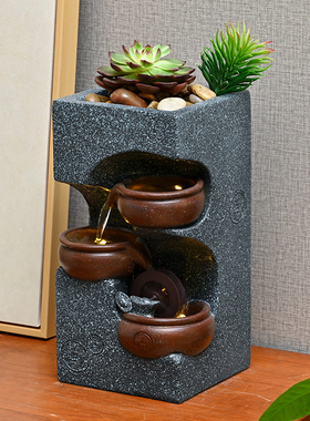 禅意流水生财摆件风水轮