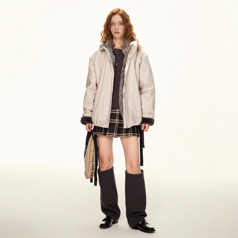 SUREENOUGH原创秋冬复古毛毛内胆夹棉款花苞型宽松翻毛领短外套女,淘宝优惠券,粉丝福利购,淘宝优惠卷