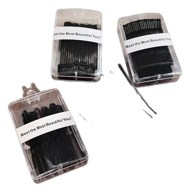 黑色盒装无痕u形碎发固定夹后脑勺盘发隐形发卡丸子头发夹一字夹,淘宝优惠券,粉丝福利购,淘宝优惠卷