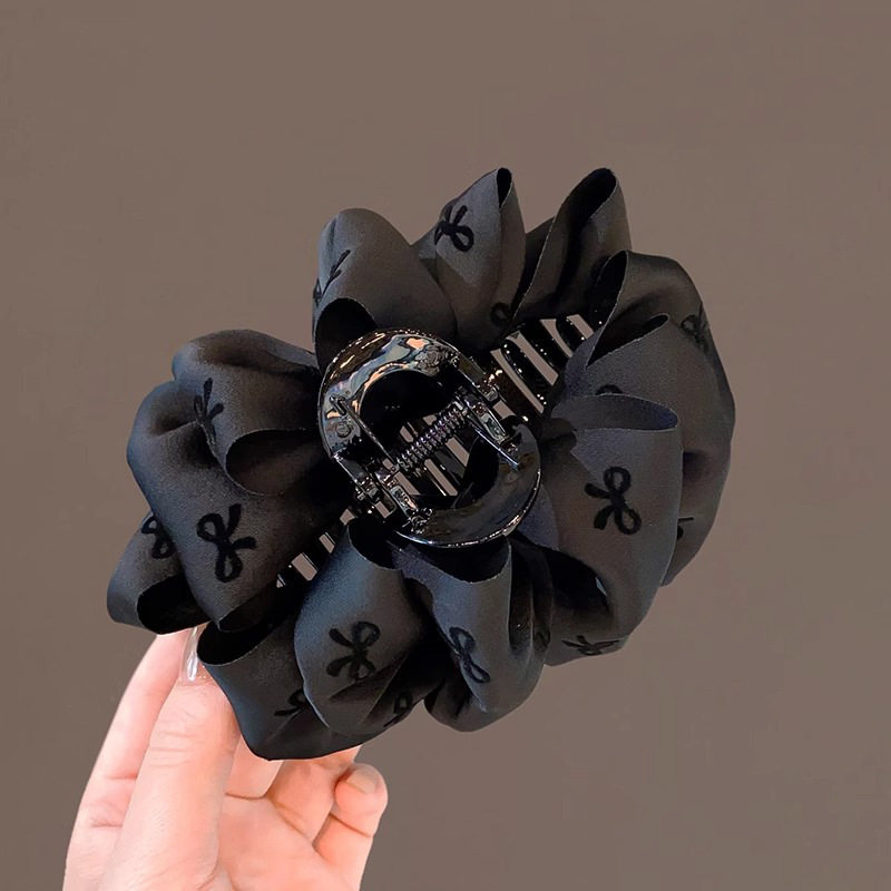 抓夹女2024新款感黑色泡泡蝴蝶结发夹大号后脑勺盘发鲨鱼夹,淘宝优惠券,粉丝福利购,淘宝优惠卷