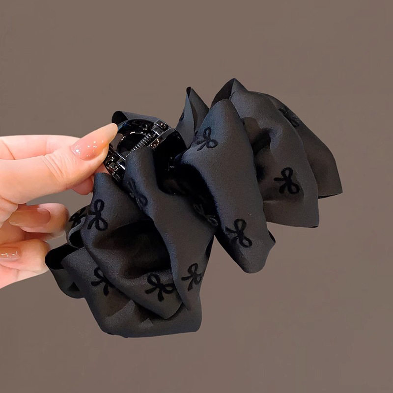 抓夹女2024新款感黑色泡泡蝴蝶结发夹大号后脑勺盘发鲨鱼夹,淘宝优惠券,粉丝福利购,淘宝优惠卷