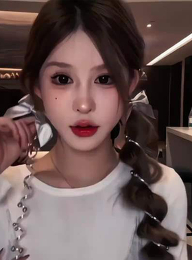 手残党银色蝴蝶结电话线发圈女